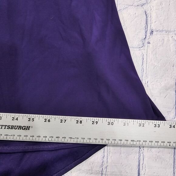 Betsy & Adam WOMENS SIZE 0 Purple Metallic Halter Formal Evening Dress Gown - Picture 2 of 16